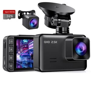 E-YEEGER S50 Dash Cam Front and Rear 2.5K QHD 1080P Dual Dash Camera 32GB Card